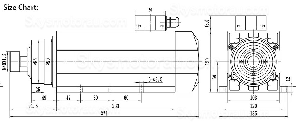 6kW Air Cooled CNC Spindle Motor GDZ120x103-6 ER32 Collet 220V/380V 18000RPM 400Hz